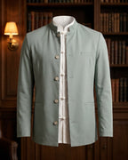 Gilet À Col Mao Avec Poches Passepoilées Pour Hommes