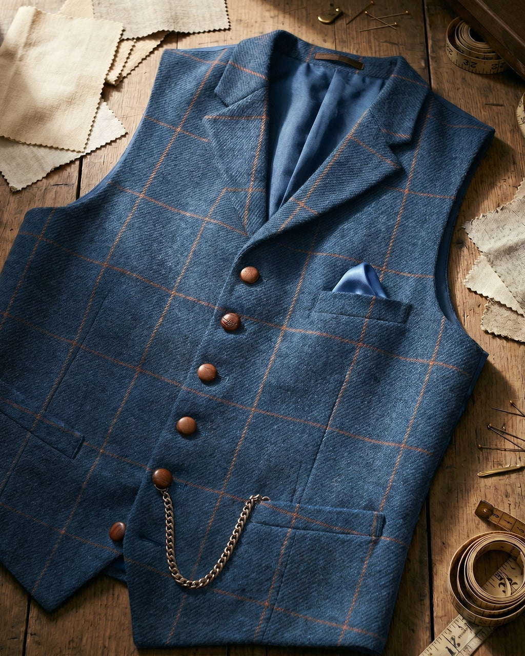Gilet À Revers Avec Motif À Carreaux Pour Hommes