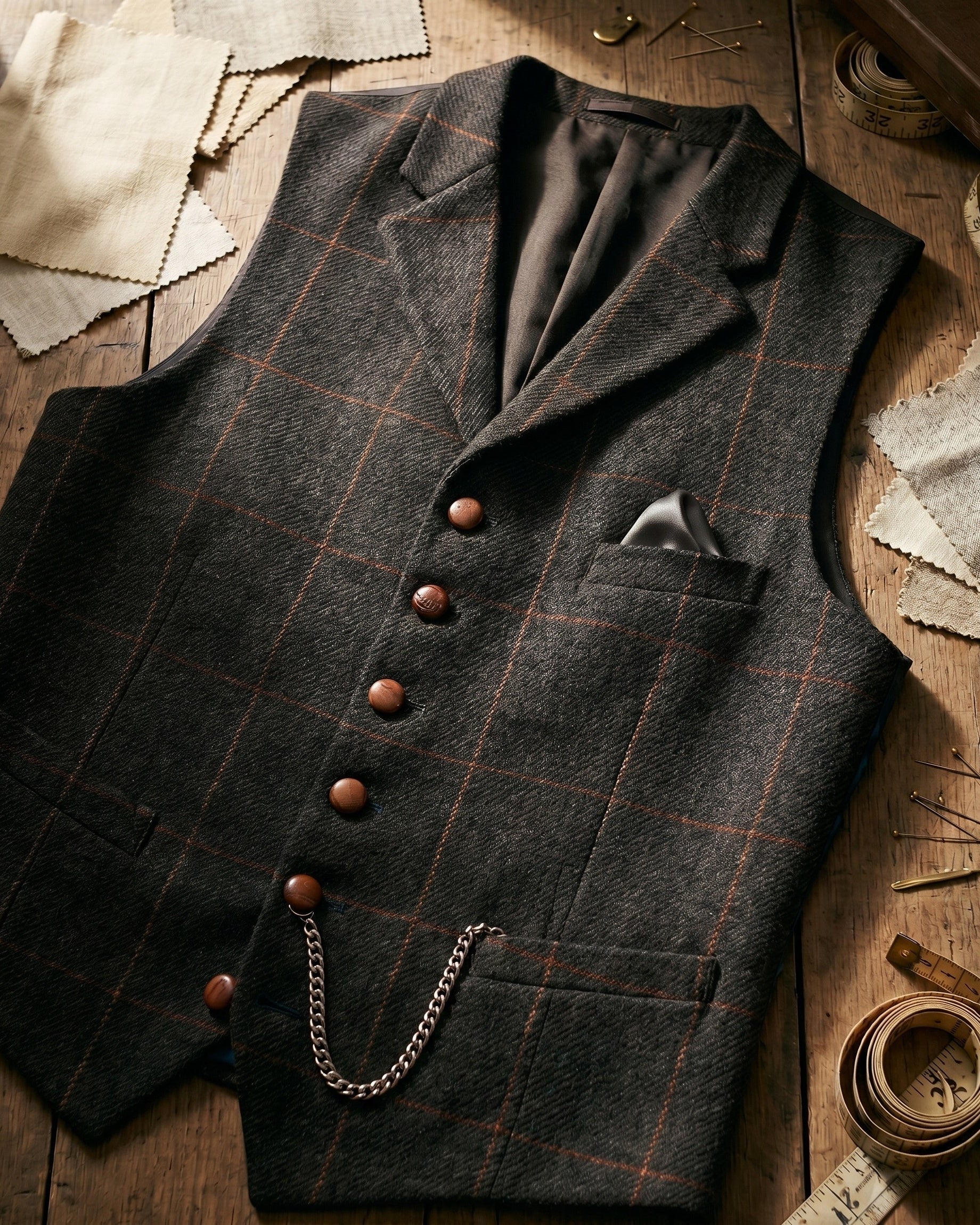 Gilet À Revers Avec Motif À Carreaux Pour Hommes