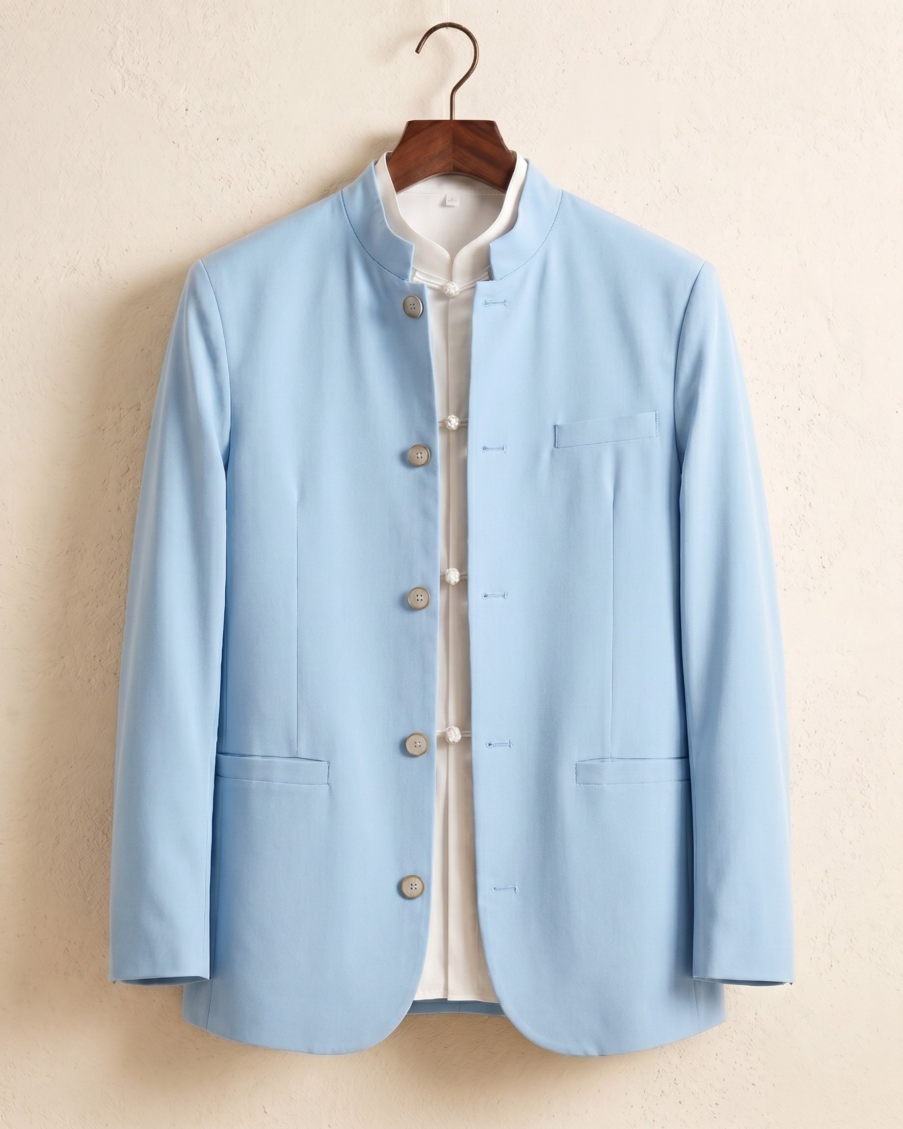 Gilet À Col Mao Avec Poches Passepoilées Pour Hommes
