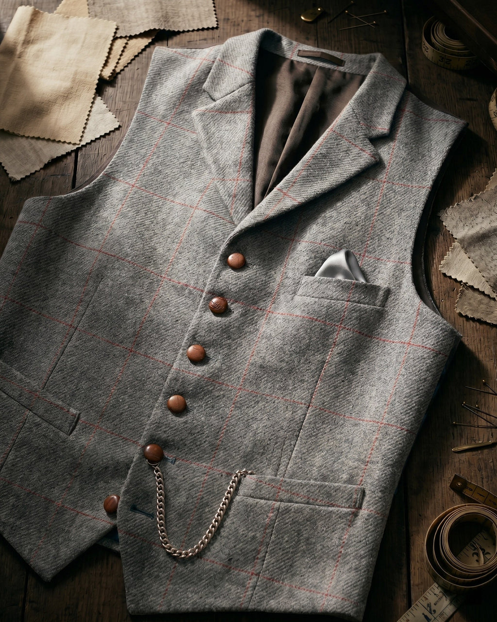 Gilet À Revers Avec Motif À Carreaux Pour Hommes