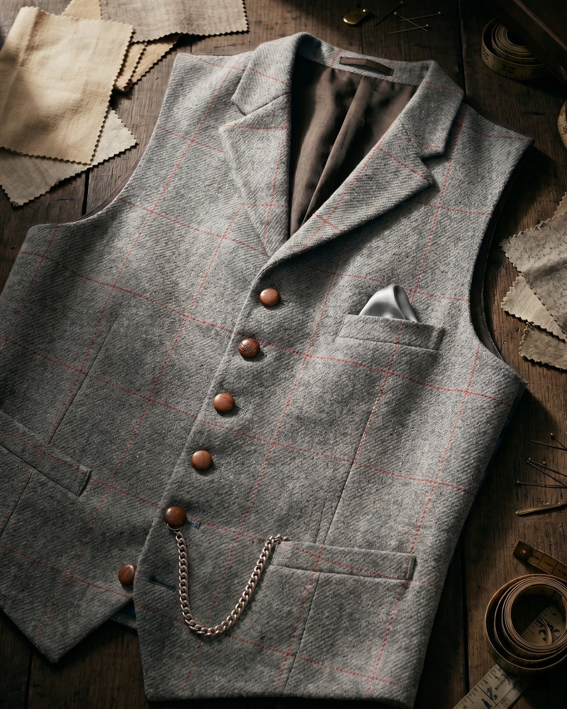 Gilet À Revers Avec Motif À Carreaux Pour Hommes