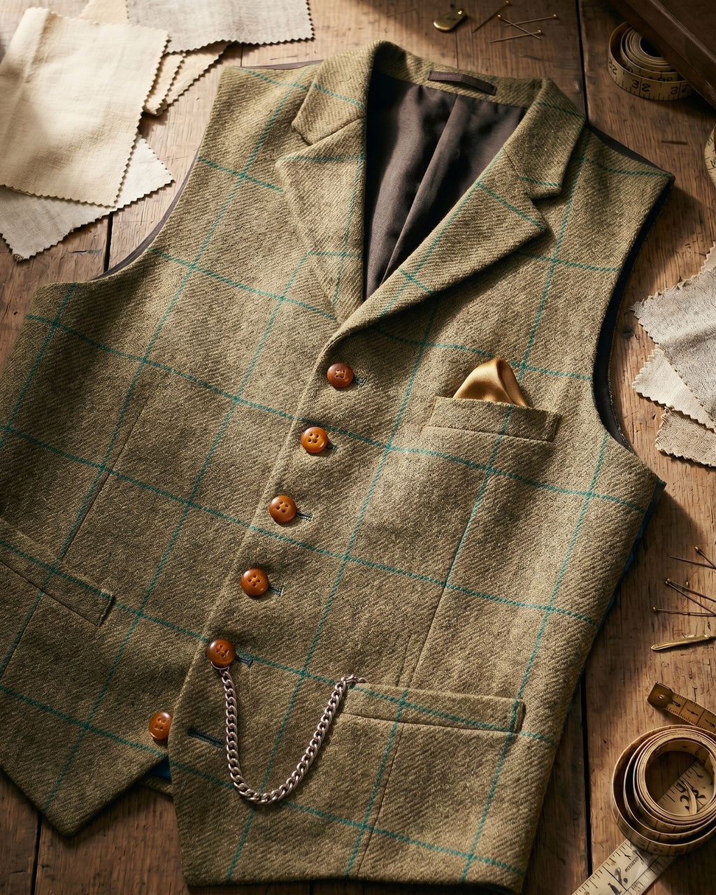Gilet À Revers Avec Motif À Carreaux Pour Hommes