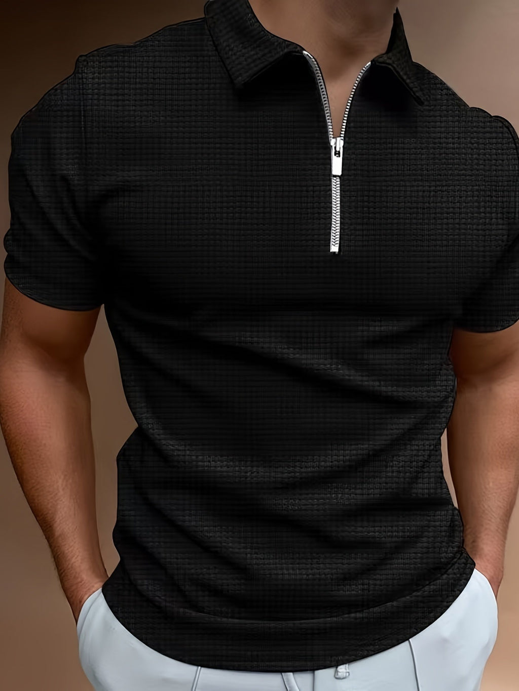 Polo Avec Col À Revers Et Fermeture Zippée Pour Hommes