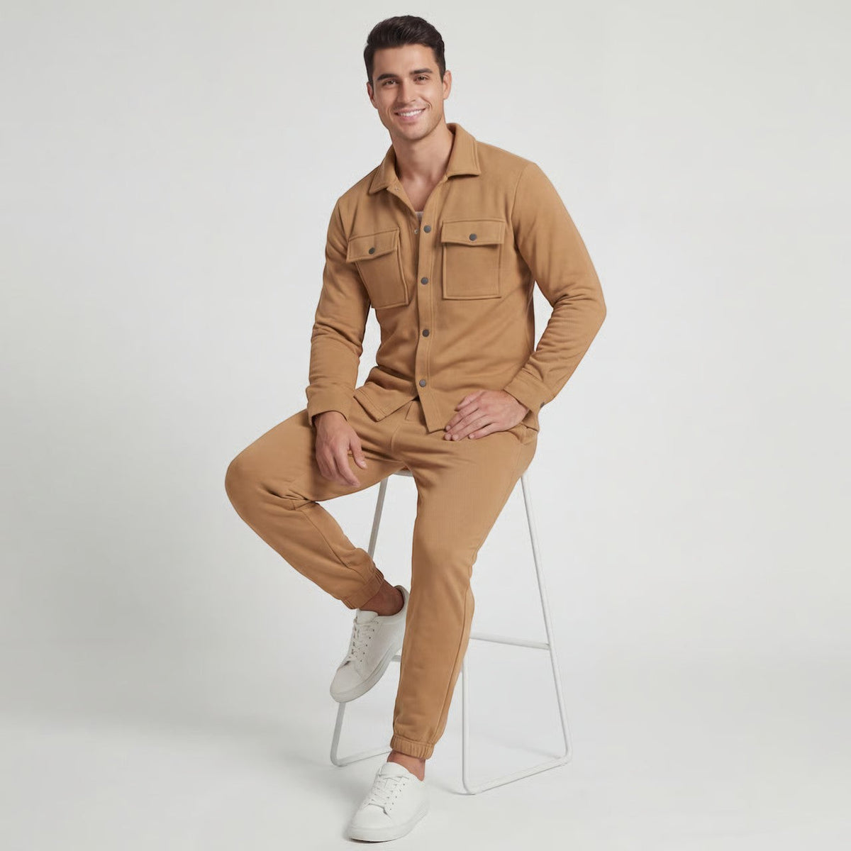 Ensemble casual homme deux pièces - Chameau