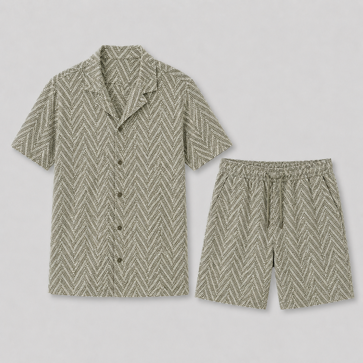 Ensemble chemise jacquard avec short pour hommes - image 1