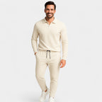 Ensemble homme polo manches longues et pantalon - Kaki