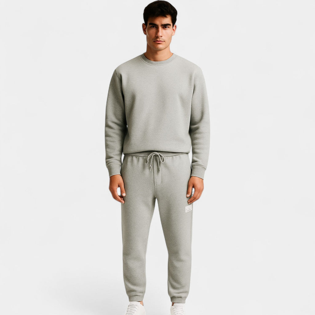 Ensemble homme pull col rond et pantalon - Gris clair