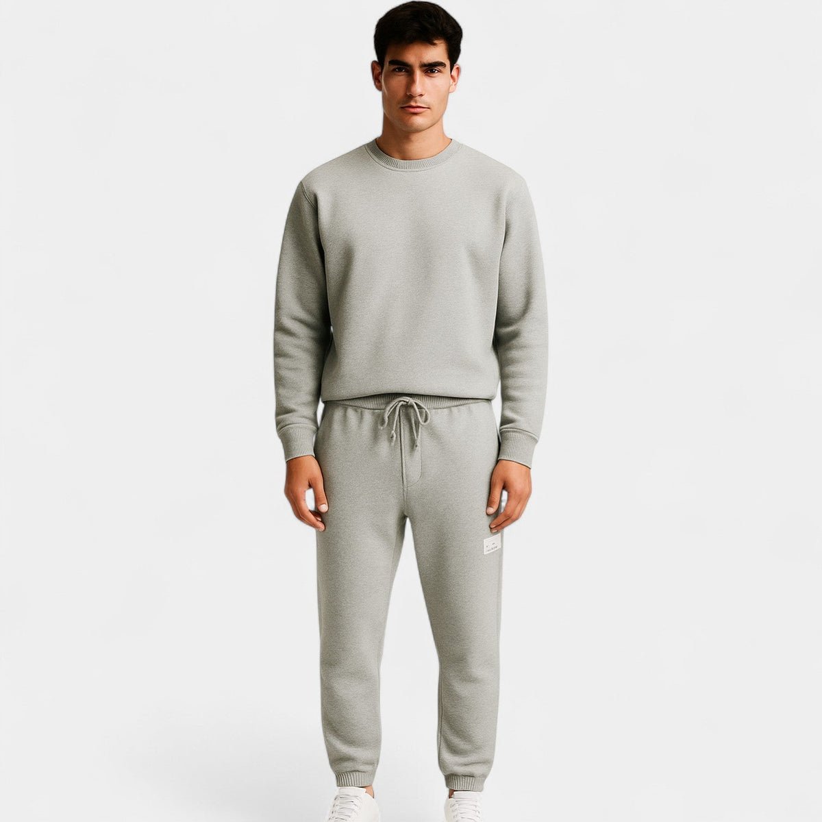 Ensemble homme pull col rond et pantalon - Gris clair