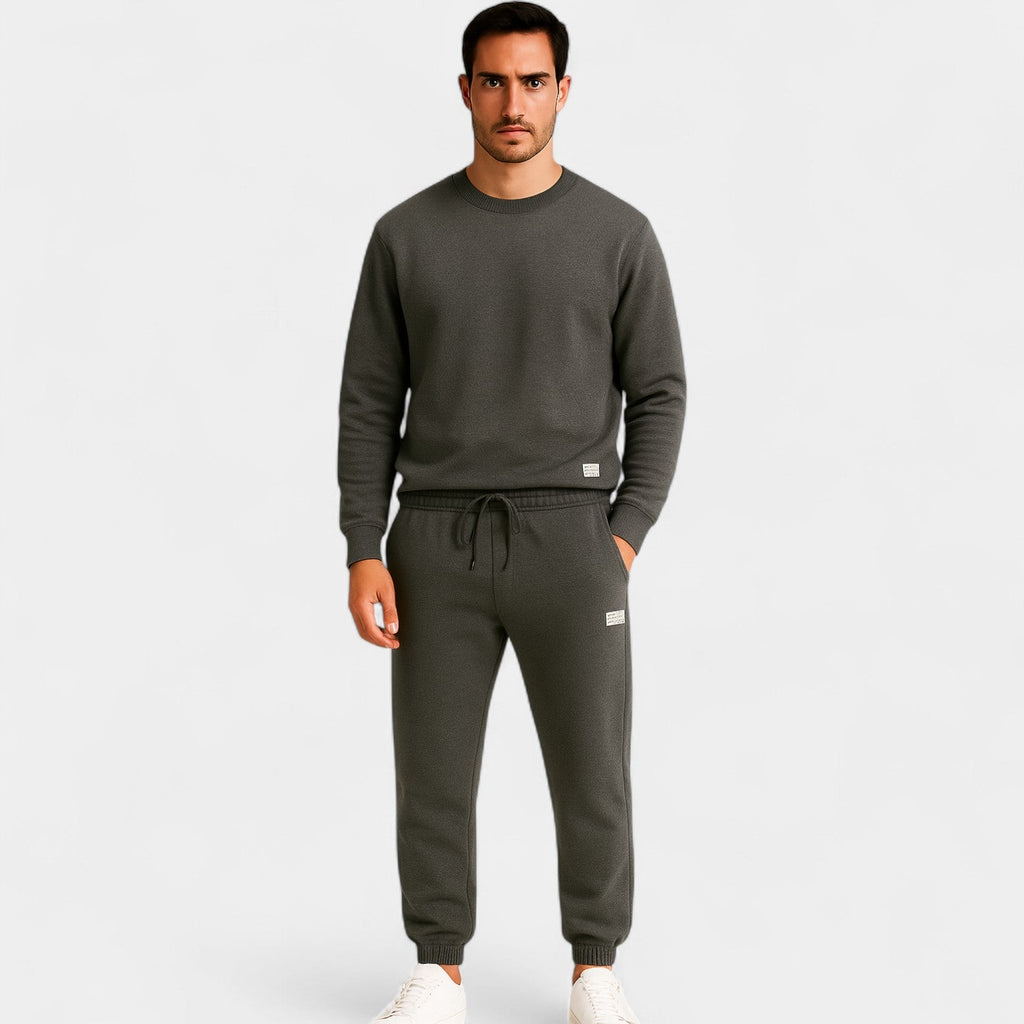 Ensemble homme pull col rond et pantalon - Gris foncé