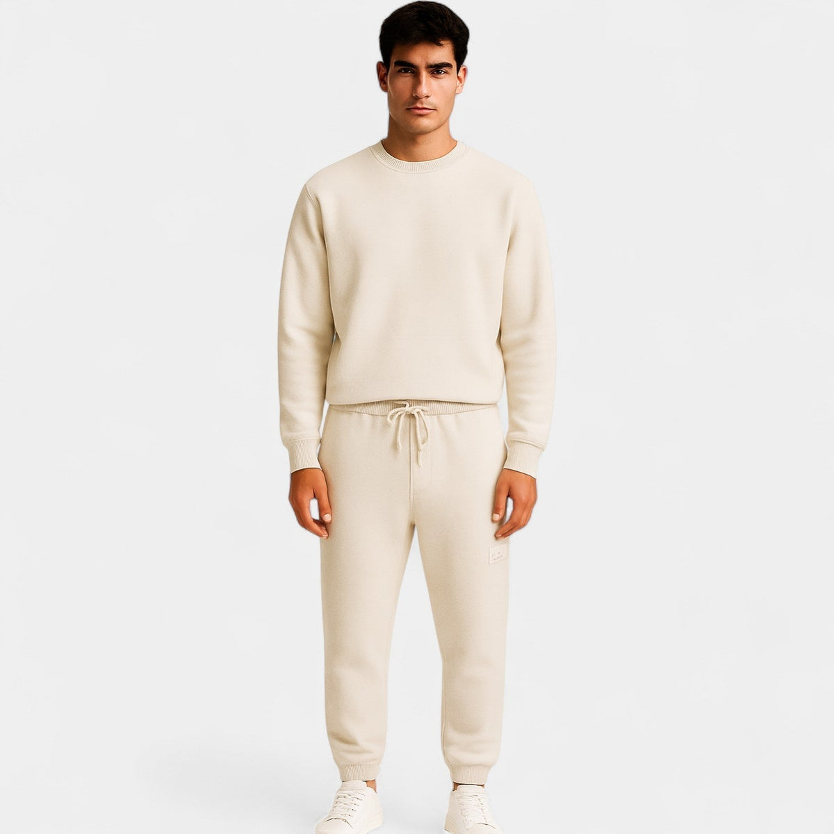 Ensemble homme pull col rond et pantalon - Kaki