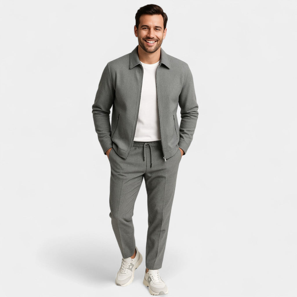 Ensemble homme veste zippée et pantalon slim - Gris