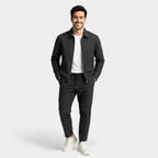 Ensemble homme veste zippée et pantalon slim - Gris foncé