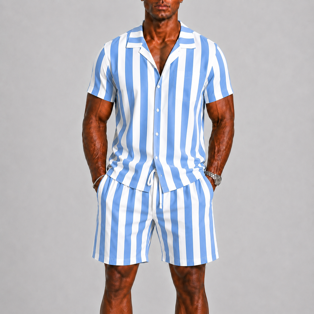 Ensemble t-shirt et short homme - Bleu