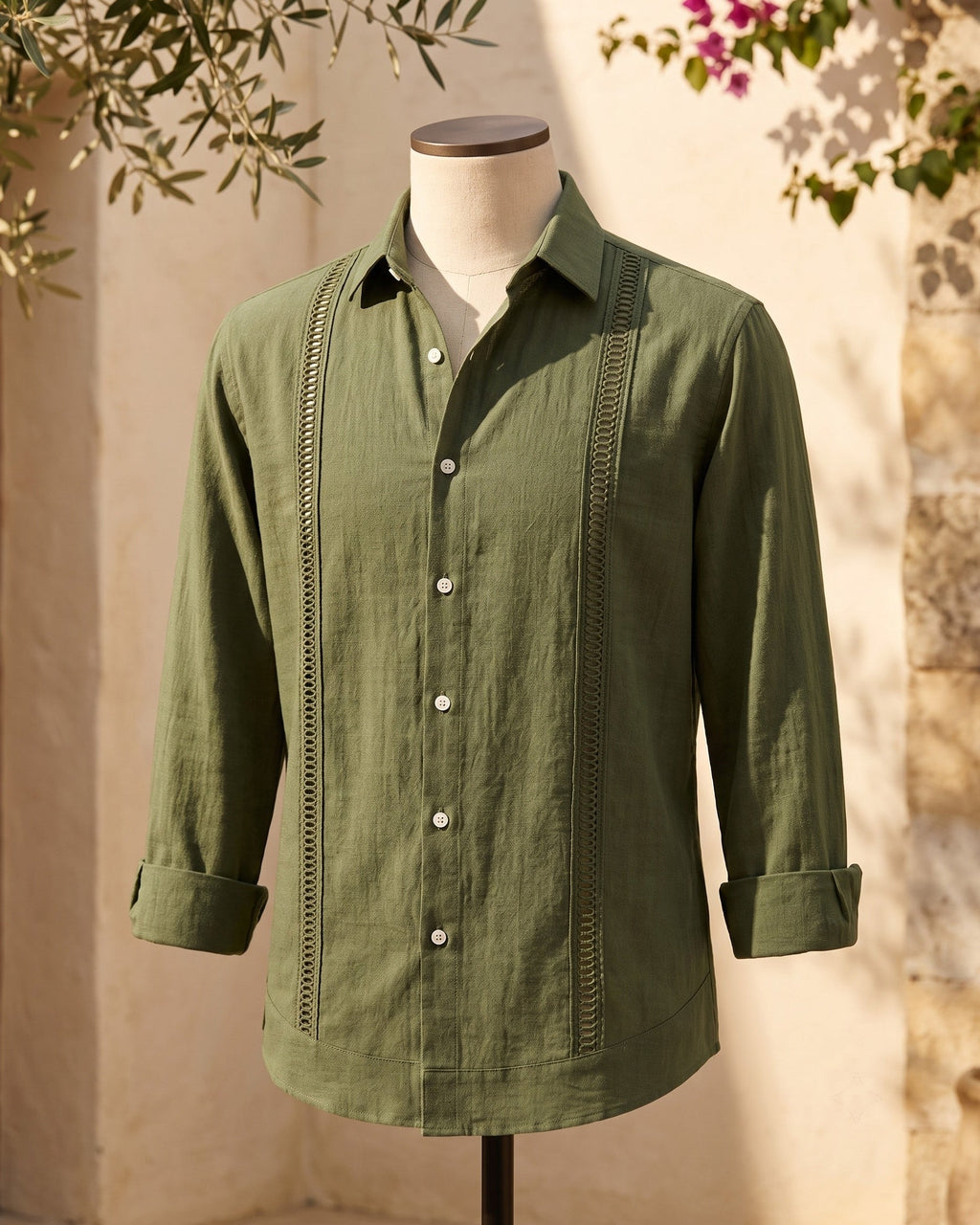Chemise Brodée Avec Manches Longues Pour Hommes