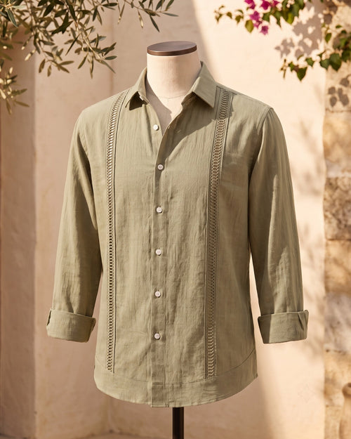Chemise Brodée Avec Manches Longues Pour Hommes