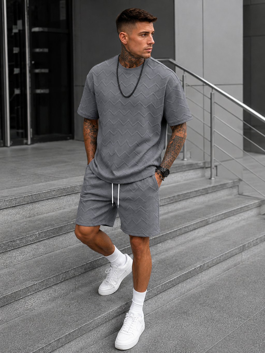 Ensemble T-Shirt Oversize Avec Short Pour Hommes