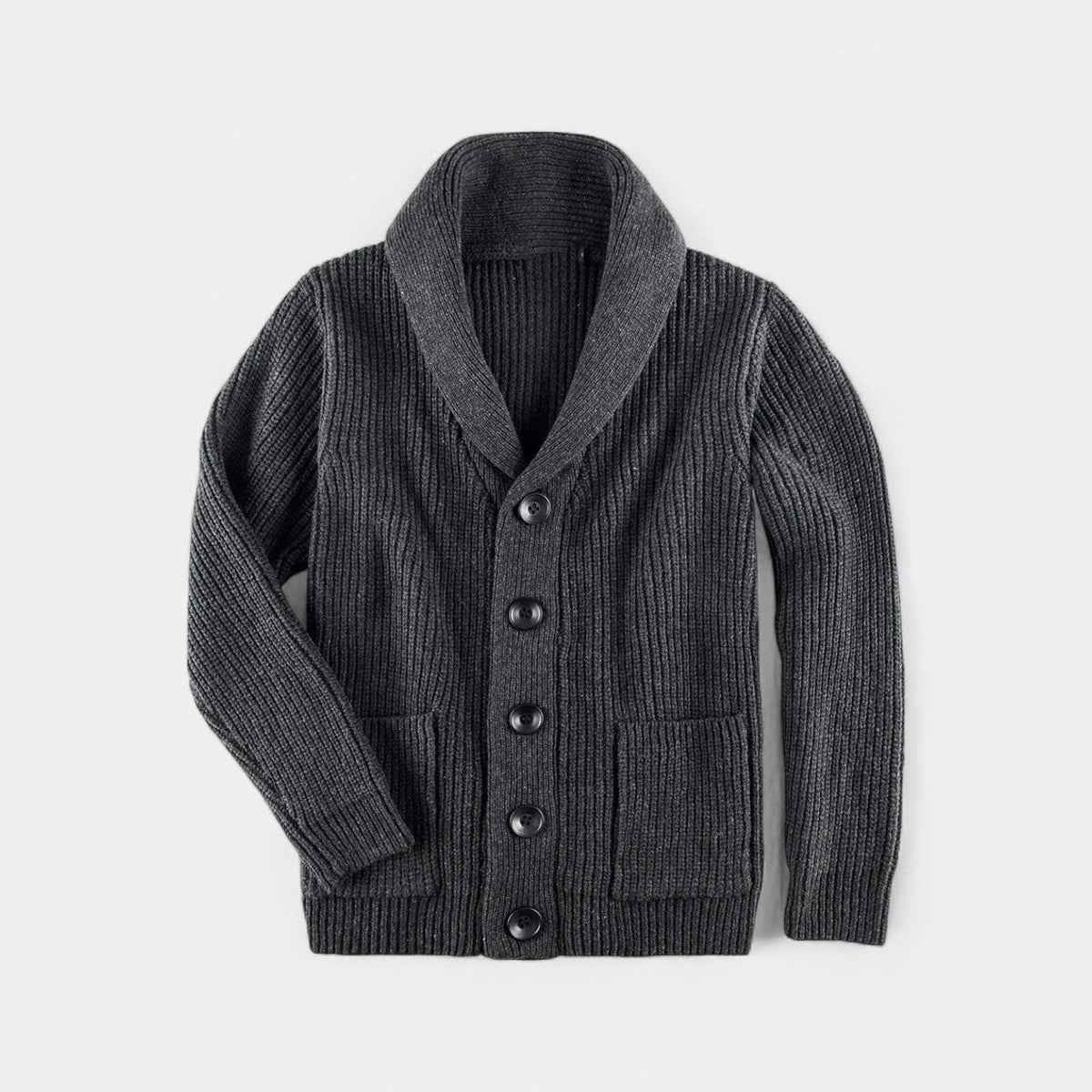 Gilet en maille boutonné homme col montant - Gris foncé