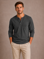 Henley manches longues hommes - Noir