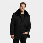 MANTEAU HOMME TRENCH LAINE COL FOURRURE