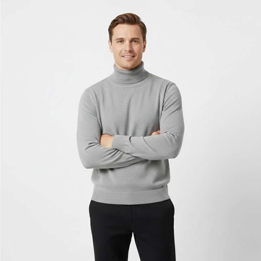 PULL HOMME COL ROULÉ MAILLE ÉPAISSE