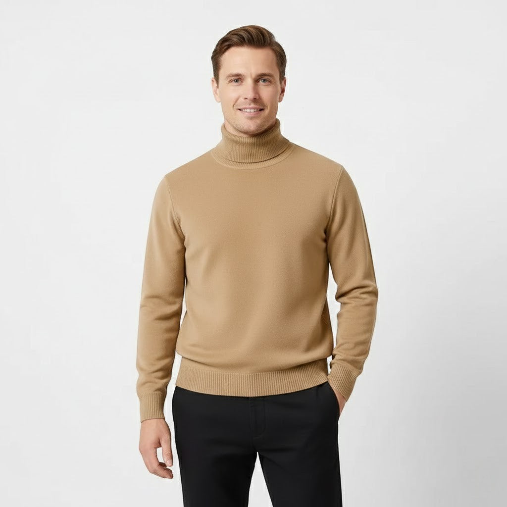 PULL HOMME COL ROULÉ MAILLE ÉPAISSE