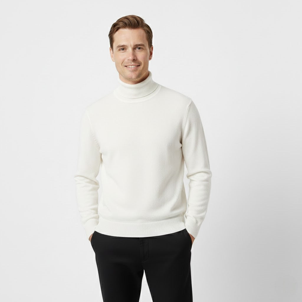 PULL HOMME COL ROULÉ MAILLE ÉPAISSE
