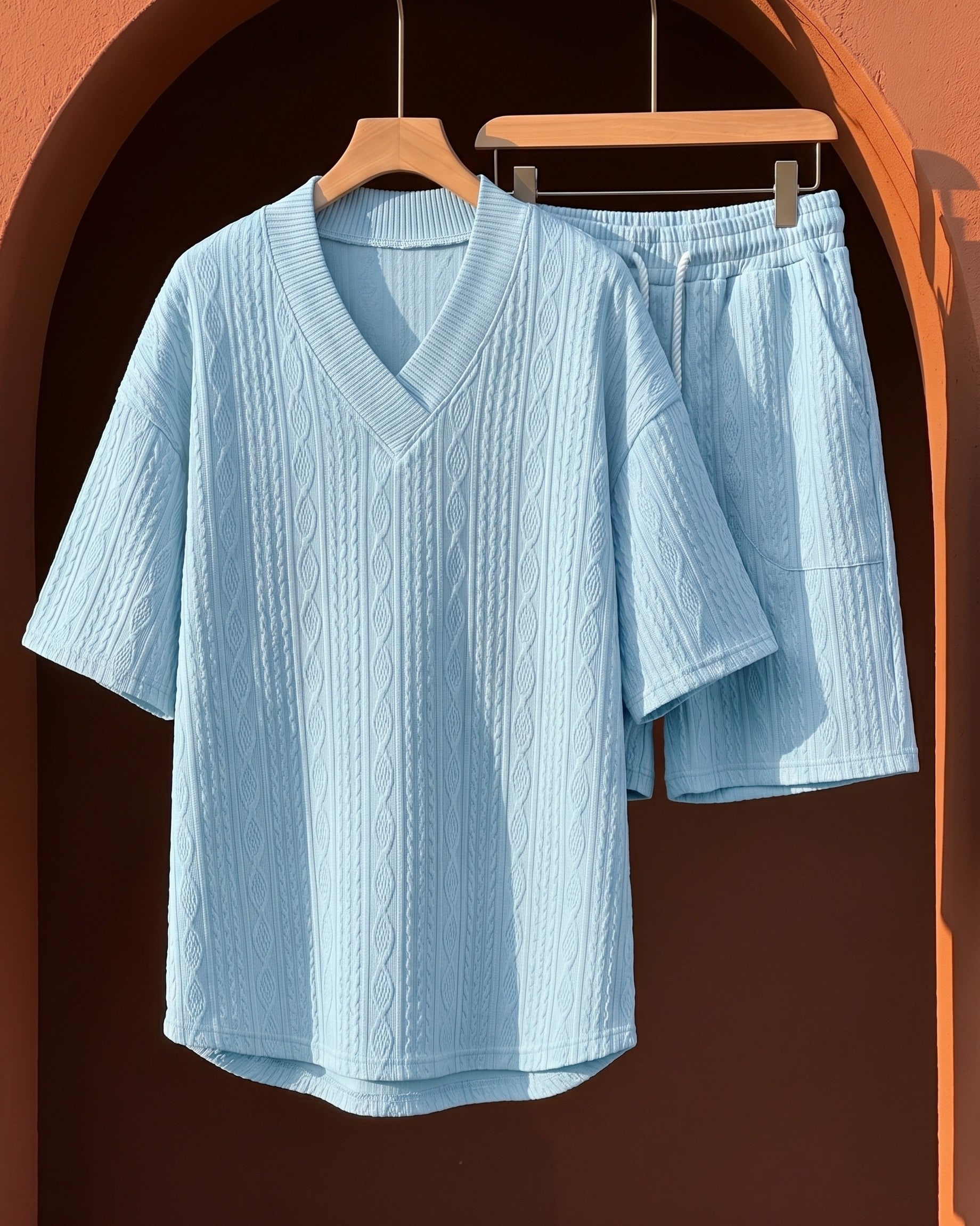 Ensemble Tricoté Avec Col V Et Short Pour Hommes