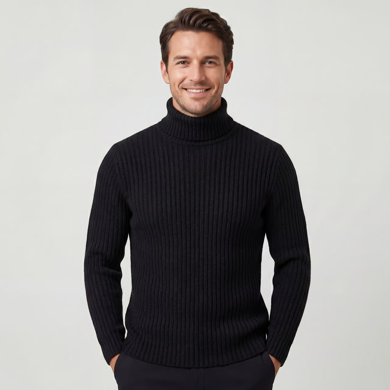 PULL HOMME COL ROULÉ MAILLE FINE
