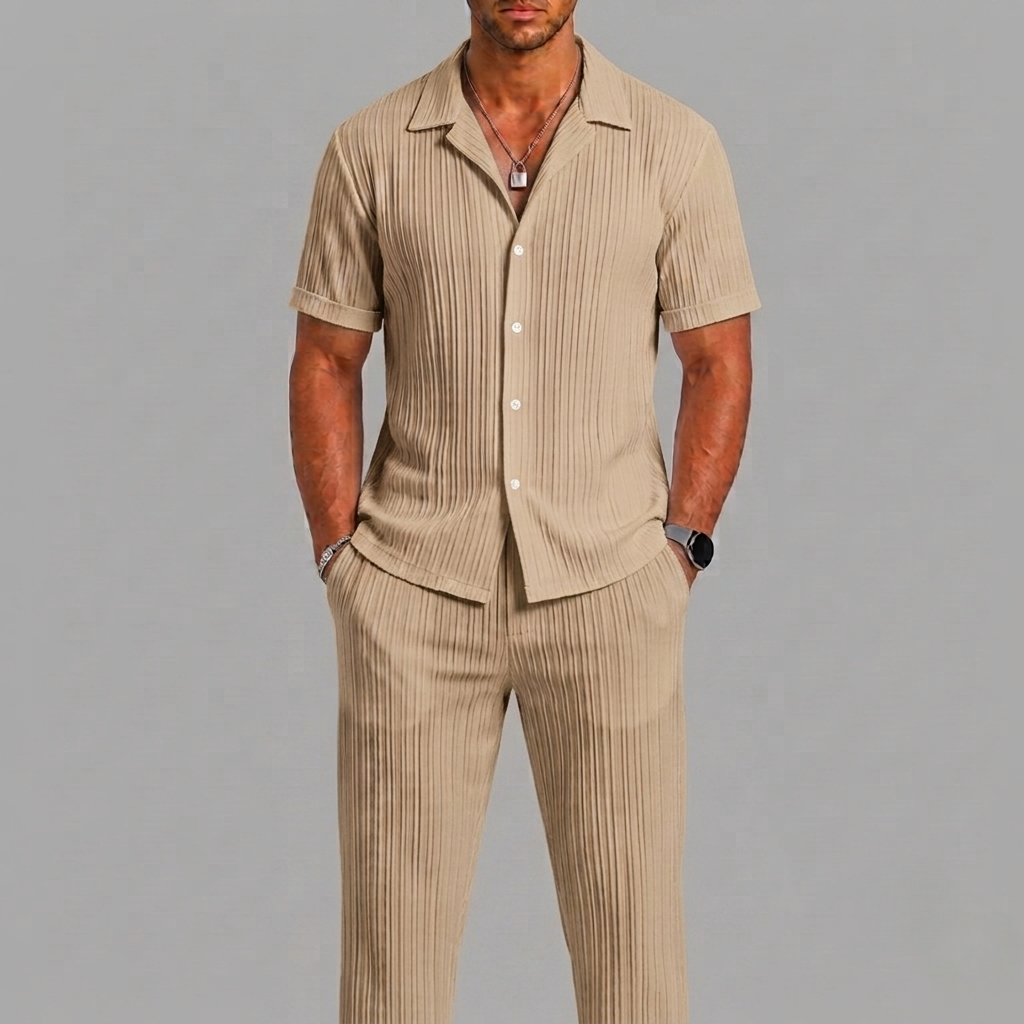 Ensemble Chemise Manches Courtes Avec Pantalon Pour Hommes