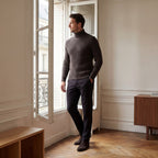 PULL HOMME COL ROULÉ MAILLE FINE