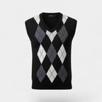 GILET SANS MANCHES HOMME COL V MAILLE À CARREAUX