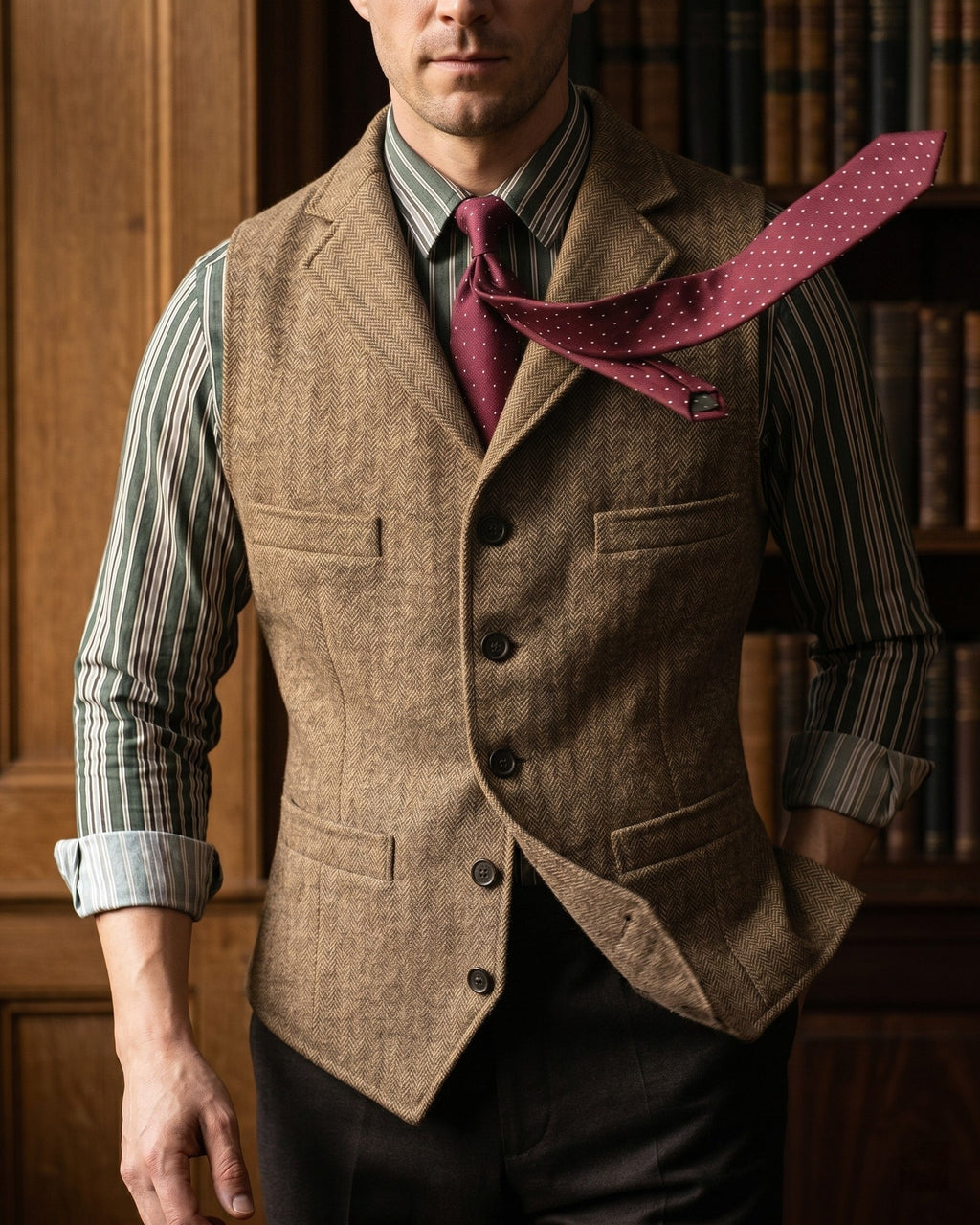 Veste À Revers Avec Quatre Poches Pour Hommes