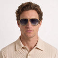 Lunettes de soleil pilote en métal classiques pour hommes - Vert argenté