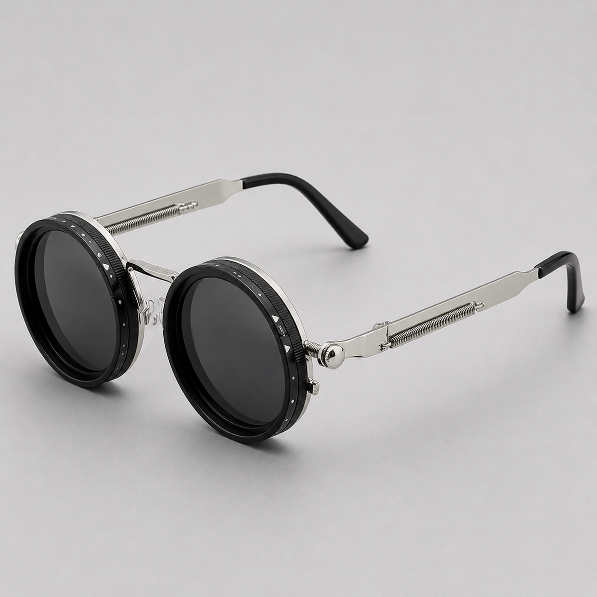 Lunettes de soleil rondes homme - Argent
