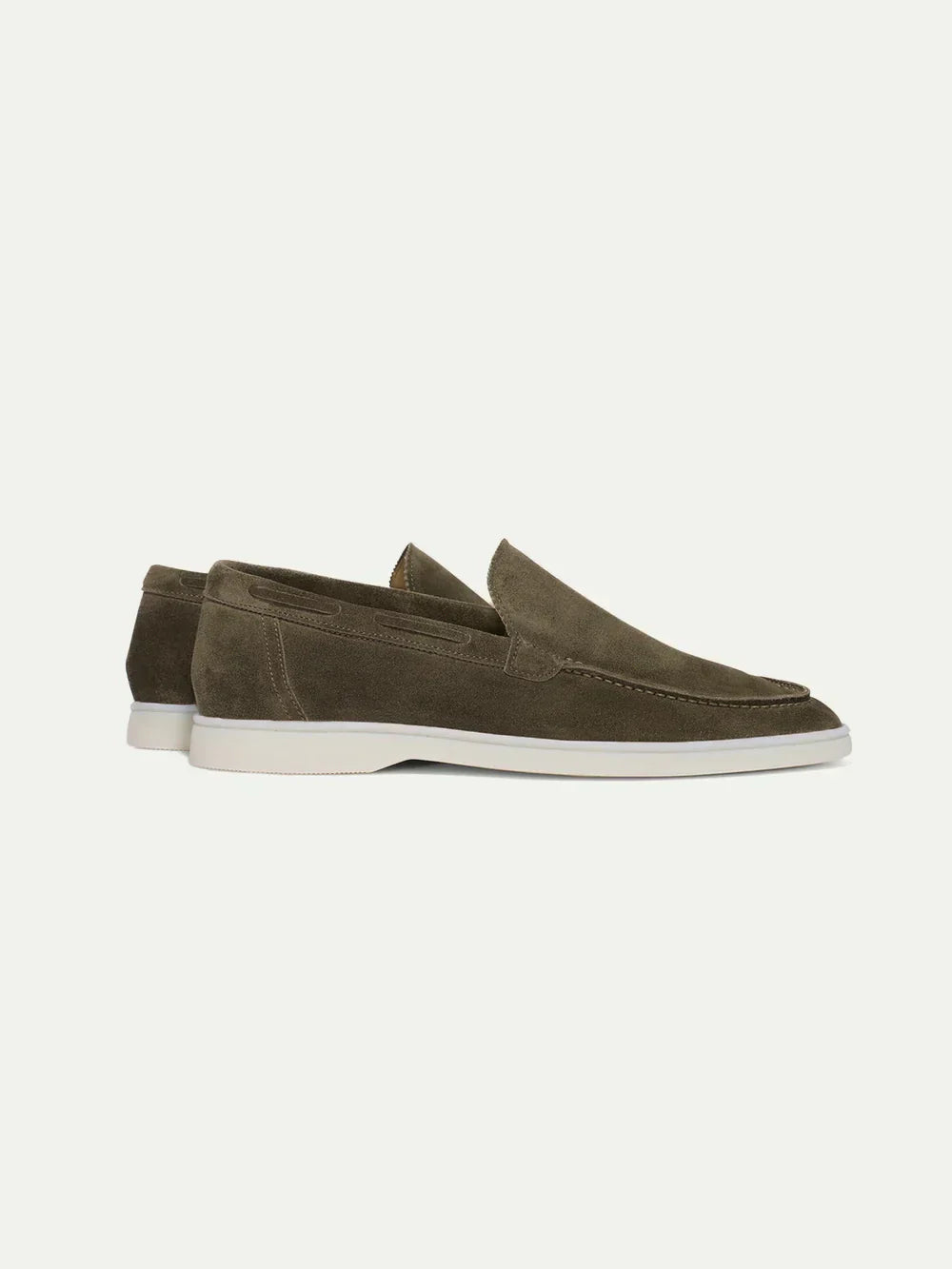 Mocassins daim vert olive pour homme - image 2