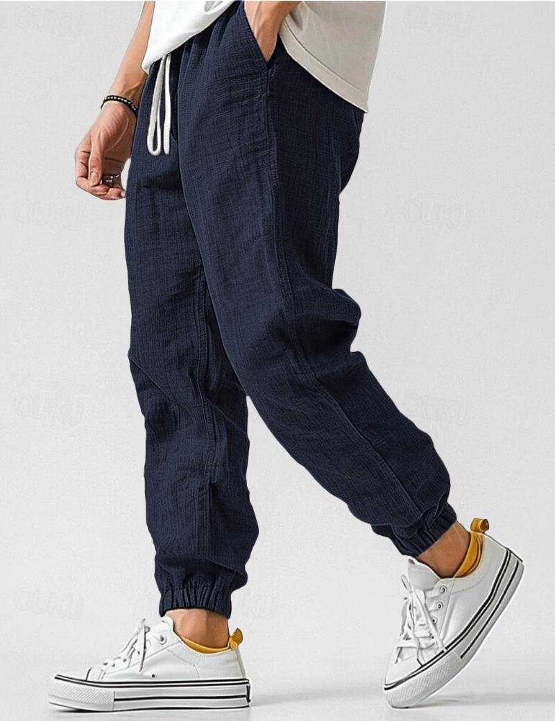 Pantalon lin hommes - Bleu marine
