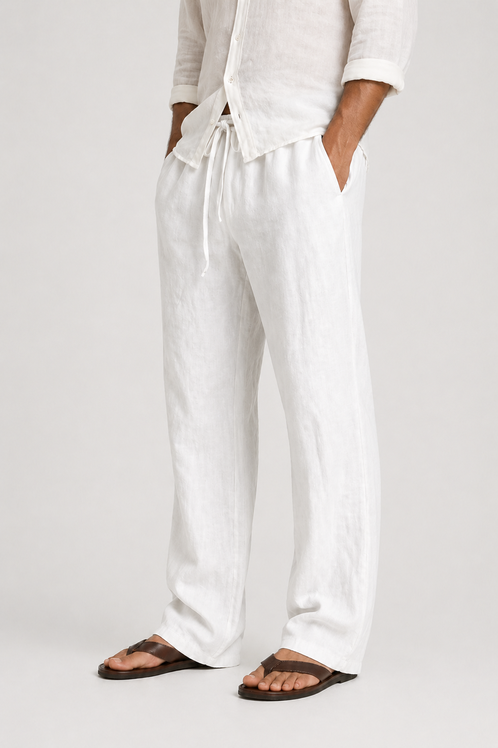 Pantalon lin hommes - Blanc