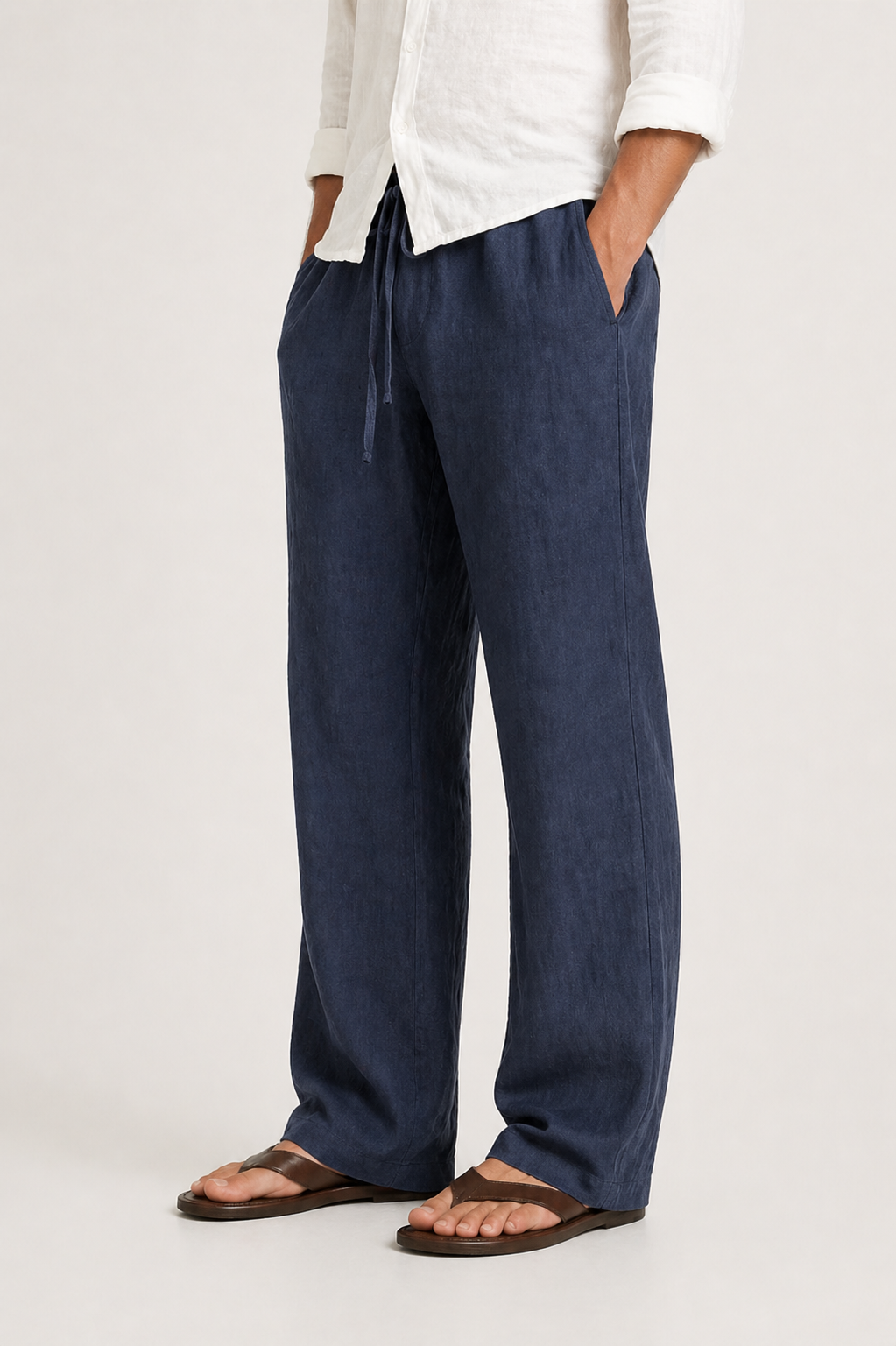 Pantalon lin hommes - Bleu marine