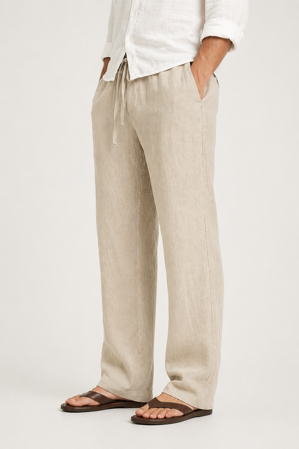 Pantalon lin hommes - Kaki