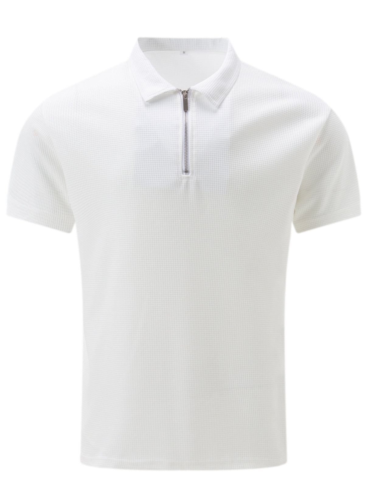 Polo avec col à revers et fermeture zippée pour hommes - Blanc