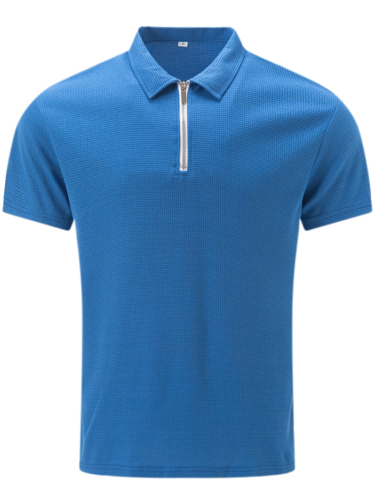 Polo avec col à revers et fermeture zippée pour hommes - Bleu