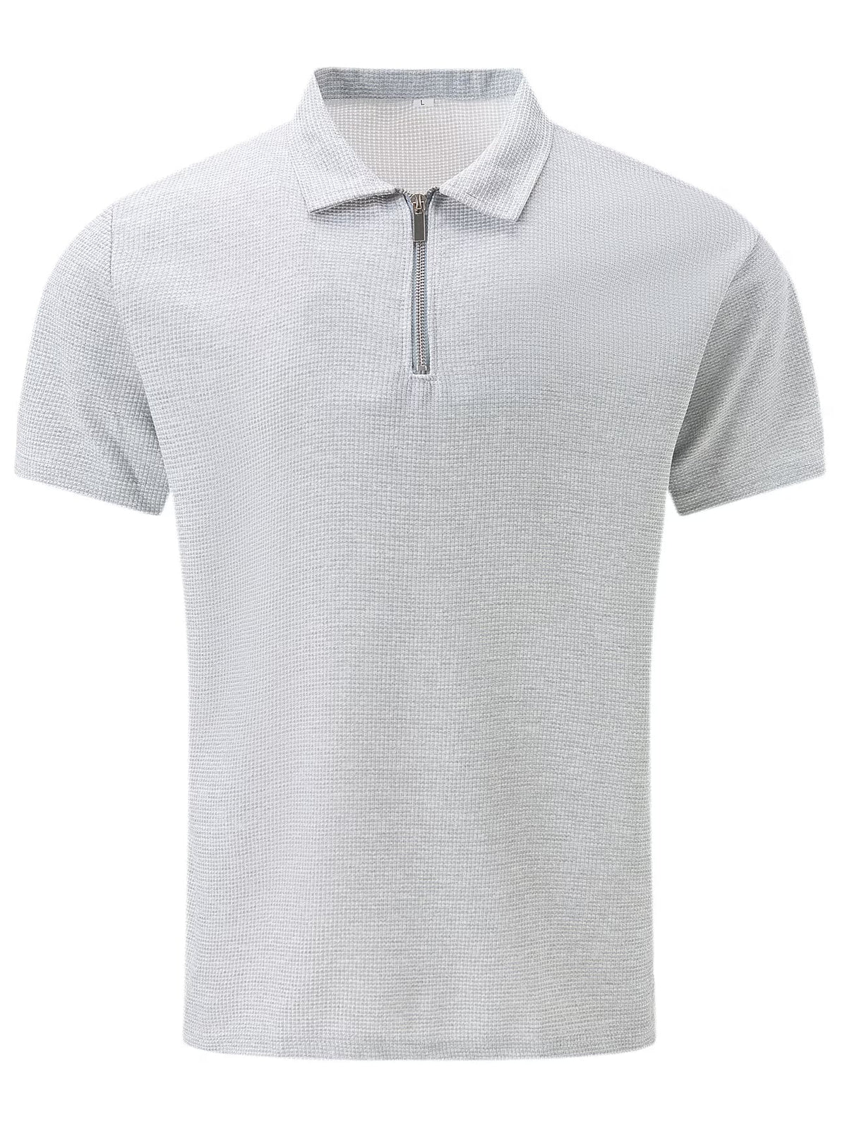 Polo avec col à revers et fermeture zippée pour hommes - Gris