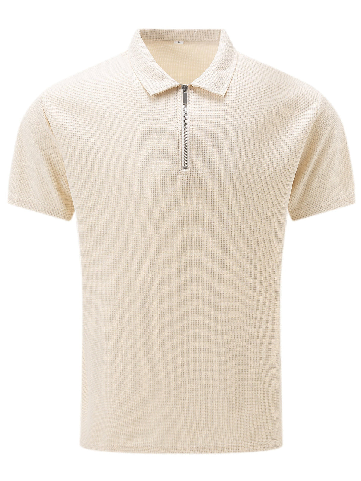Polo avec col à revers et fermeture zippée pour hommes - Kaki