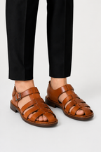 Sandales cuir hommes - Marron