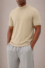 T-shirt col montant hommes - Beige