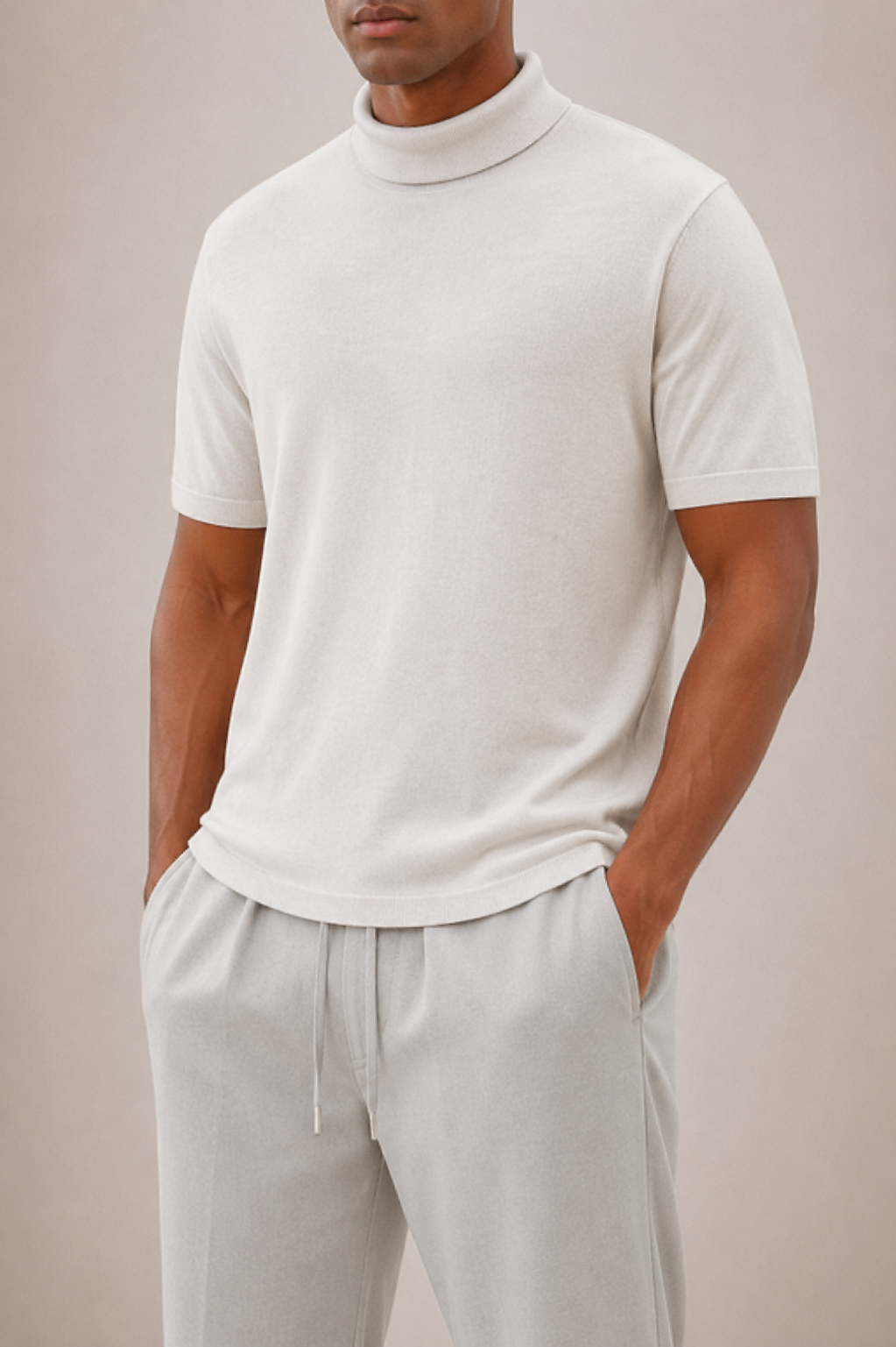 T-shirt col montant hommes - Blanc