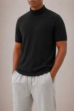 T-shirt col montant hommes - Noir