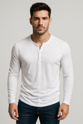 T-shirt henley hommes - Blanc