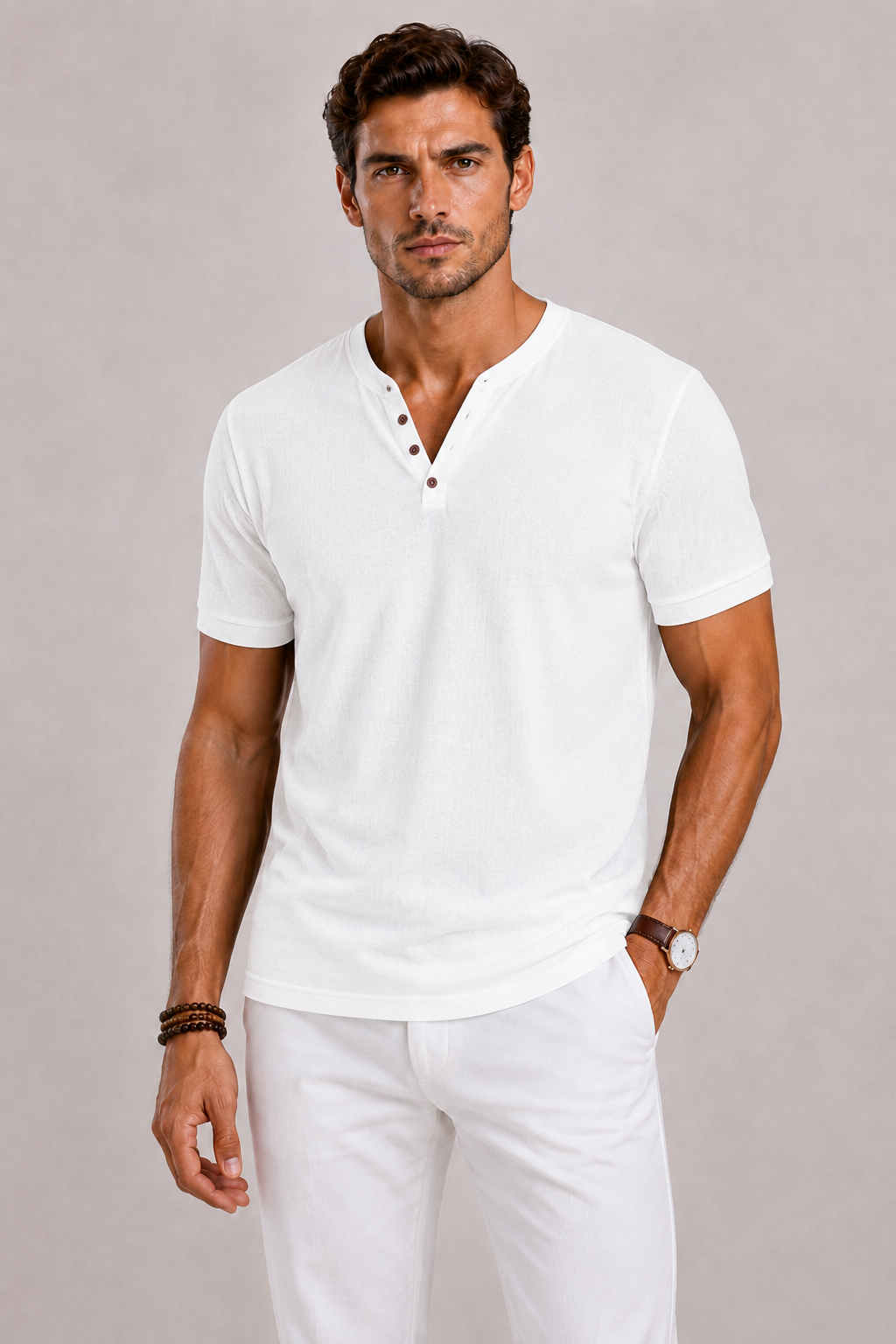 T-shirt homme à col v - Blanc